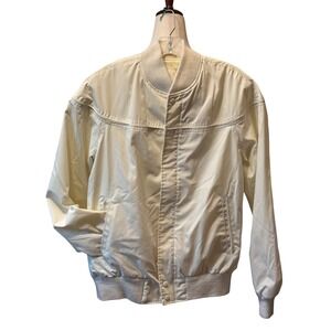 Arnie Arnold Palmer Mens Tall Medium Cream Bomber Jacket Snap Front Golfcore